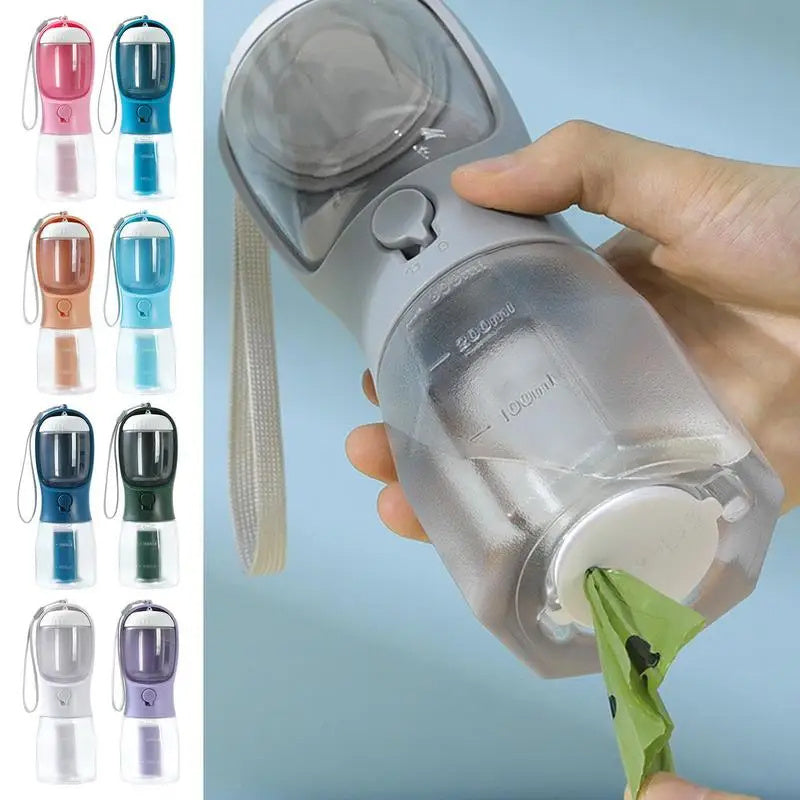 Portable Pet Cup with Food, Water, and Waste Bags