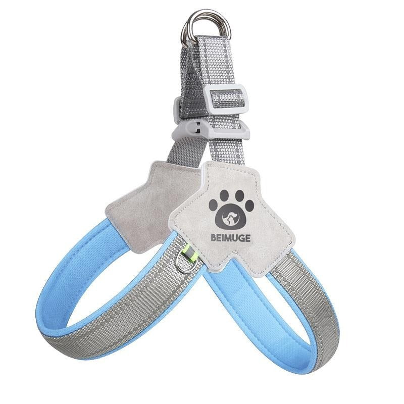 No-Pull Adjustable Pet Harness with Reflective Leather Leash Set