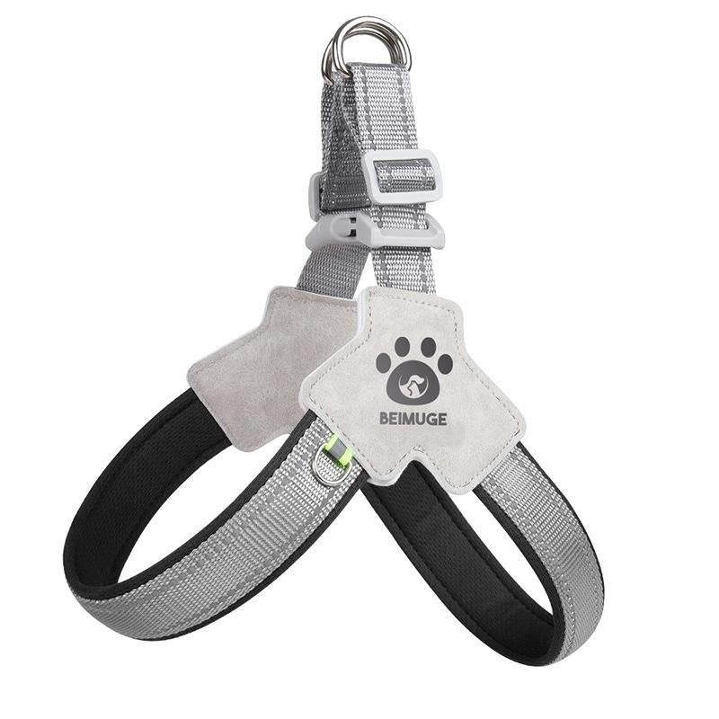 No-Pull Adjustable Pet Harness with Reflective Leather Leash Set