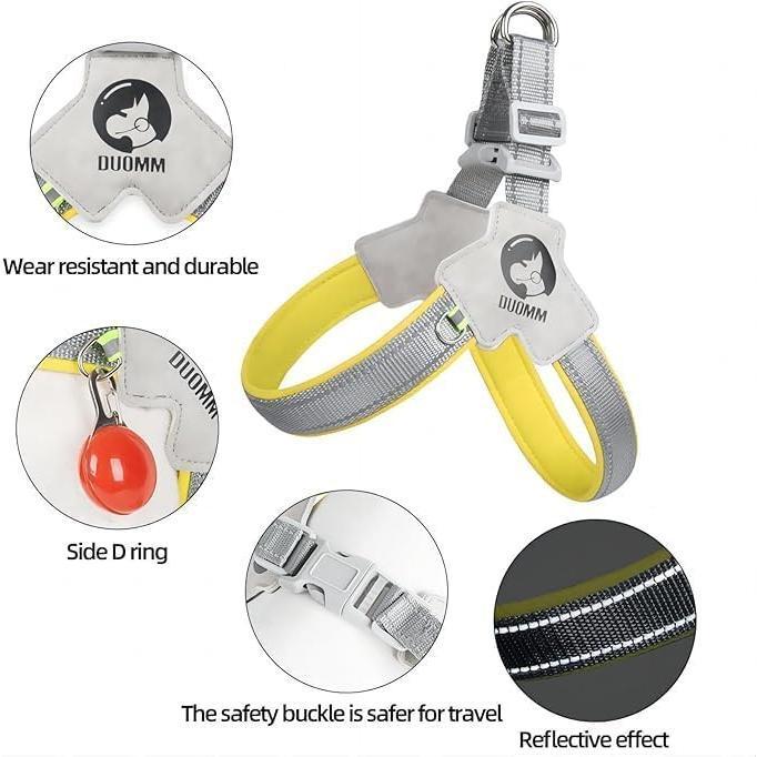 No-Pull Adjustable Pet Harness with Reflective Leather Leash Set